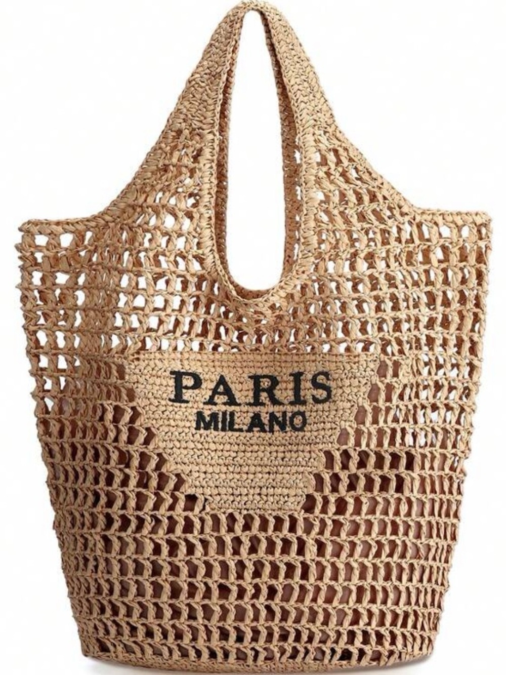NWT Handmade Straw, Woven Mesh Beach Bag, Shoulder Bag,
in Natural - Accent - Picture 2 of 5